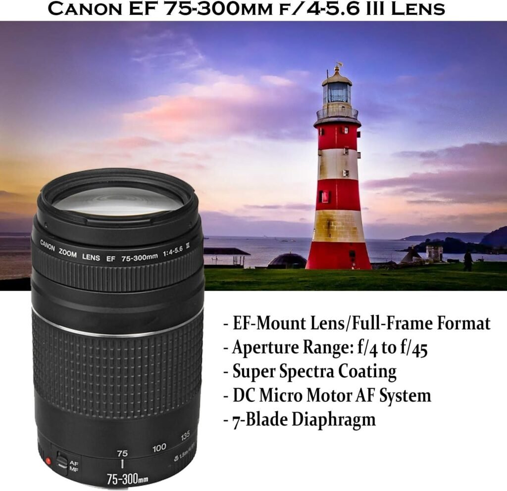Canon EOS Rebel T7 DSLR Camera with 18-55mm is II Lens + Canon EF 75-300mm f/4-5.6 III Lens and 500mm Preset Lens + 32GB Memory + Filters + Monopod + Professional Bundle
