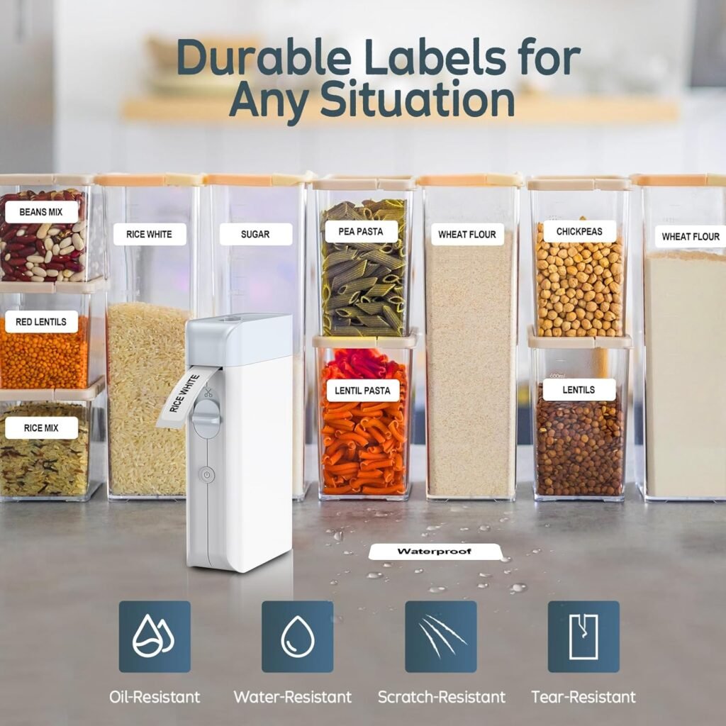 BAQICK Label Maker Machine with L1 Roll Label tape, Thermal Bluetooth USB Rechargeable Portable WP9510 Label Printer, Monochrome Mini Label Makers for Teacher Supplies, Home, Office