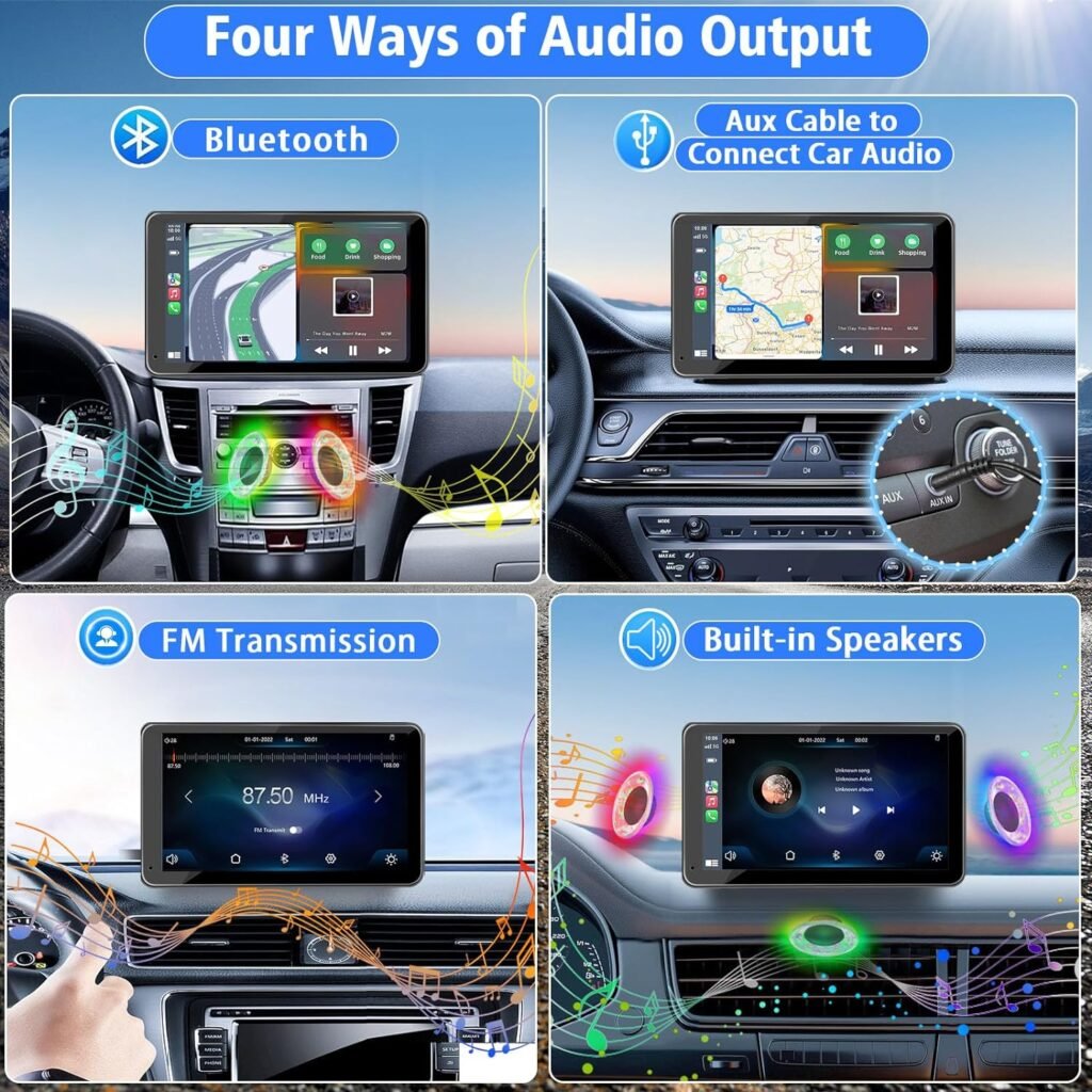 PASLDA Portable Newest Wireless Apple CarPlay and Android Auto Screen for Car, 7 HD Touch Screen Car Stereo with Mirror Link, Bluetooth 5.2, Backup Camera, AUX,FM Transmitter for All Vehicles PASLDA Portable Newest Wireless Apple CarPlay and Android Auto Screen for Car, 7 HD Touch Screen Car Stereo with Mirror Link, Bluetooth 5.2, Backup Camera, AUX,FM Transmitter for All Vehicles