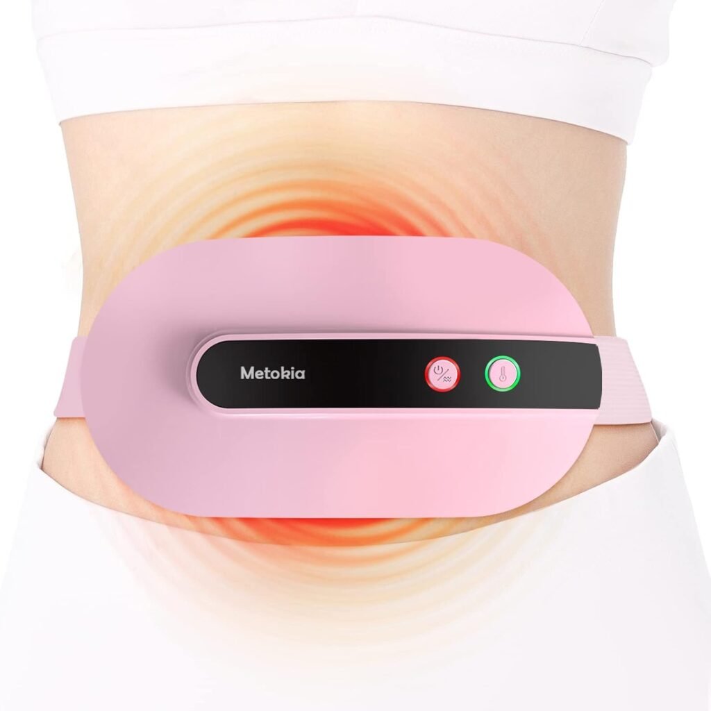 Portable Cordless Heating Pad, Heating Pad for Back Pain with 3 Heat Levels and 3 Vibration Massage Modes, Portable Electric Fast Heating Belly Wrap Belt for Women and Girl(Pink)