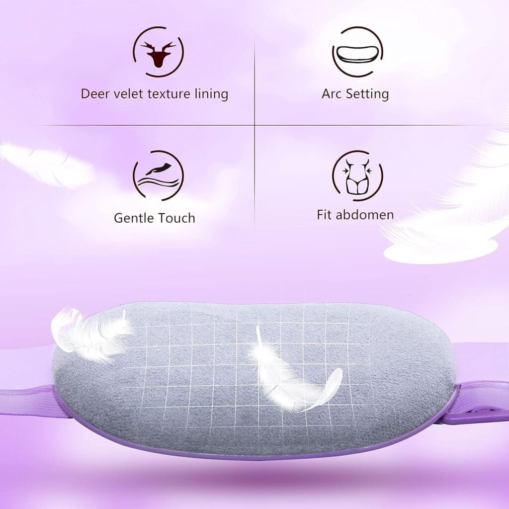 Portable Cordless Heating Pad, Heating Pad for Back Pain with 3 Heat Levels and 3 Vibration Massage Modes, Portable Electric Fast Heating Belly Wrap Belt for Women and Girl(Pink)