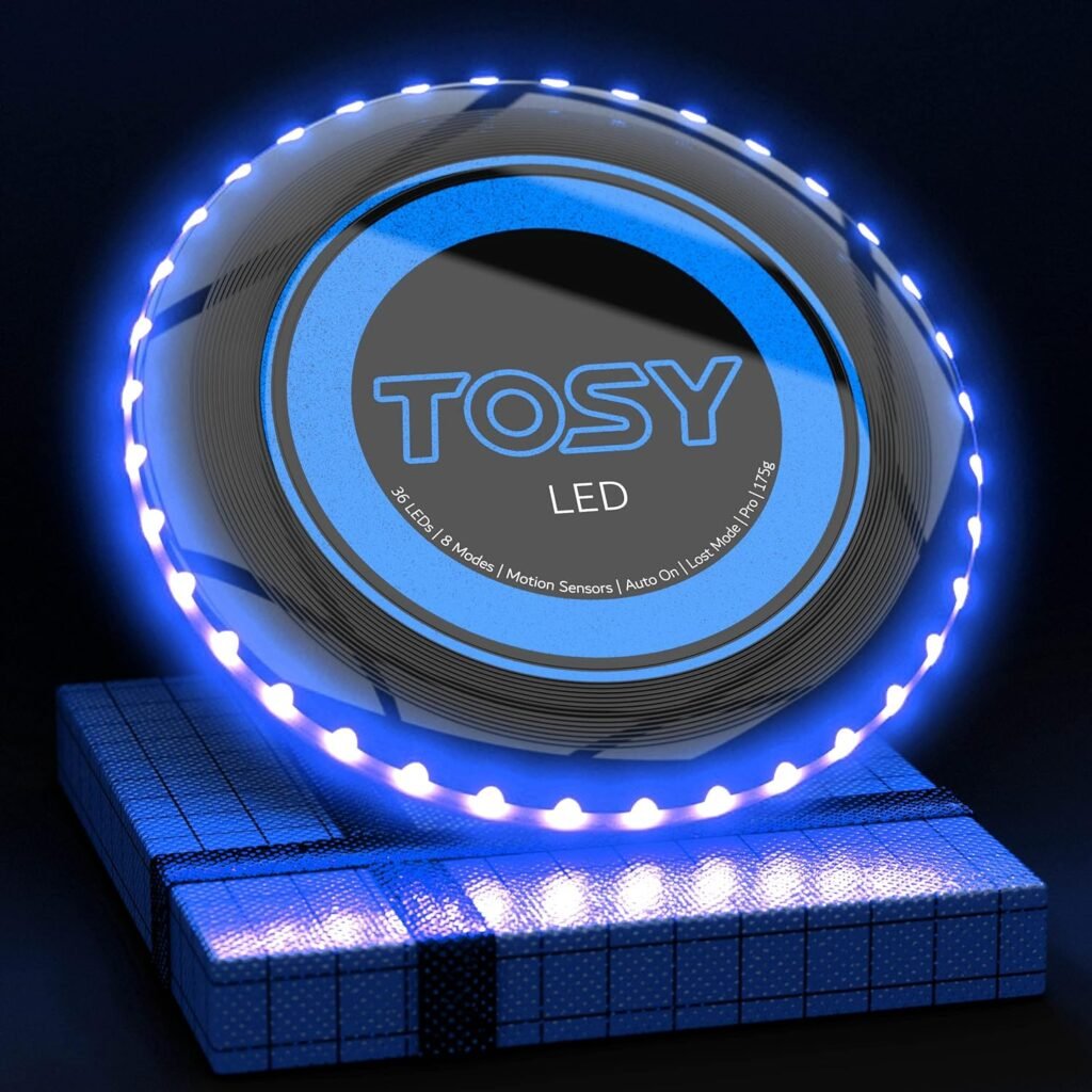 TOSY Flying Disc - 16 Million Color RGB or 36 or 360 LEDs, Extremely Bright, Smart Modes, Auto Light Up, Rechargeable, Cool Fun Christmas, Birthday Camping Gift for Men/Boys/Teens/Kids, 175g frisbee TOSY Flying Disc - 16 Million Color RGB or 36 or 360 LEDs, Extremely Bright, Smart Modes, Auto Light Up, Rechargeable, Cool Fun Christmas, Birthday Camping Gift for Men/Boys/Teens/Kids, 175g frisbee